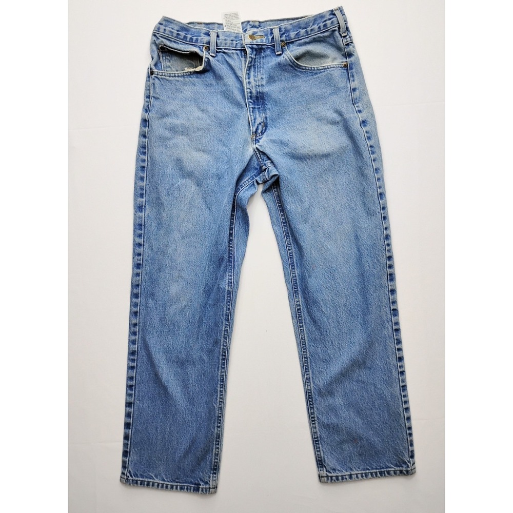 Carhartt Relaxed Fit Denim Jeans B180 DST Faded Distressed Light Wash 34x30